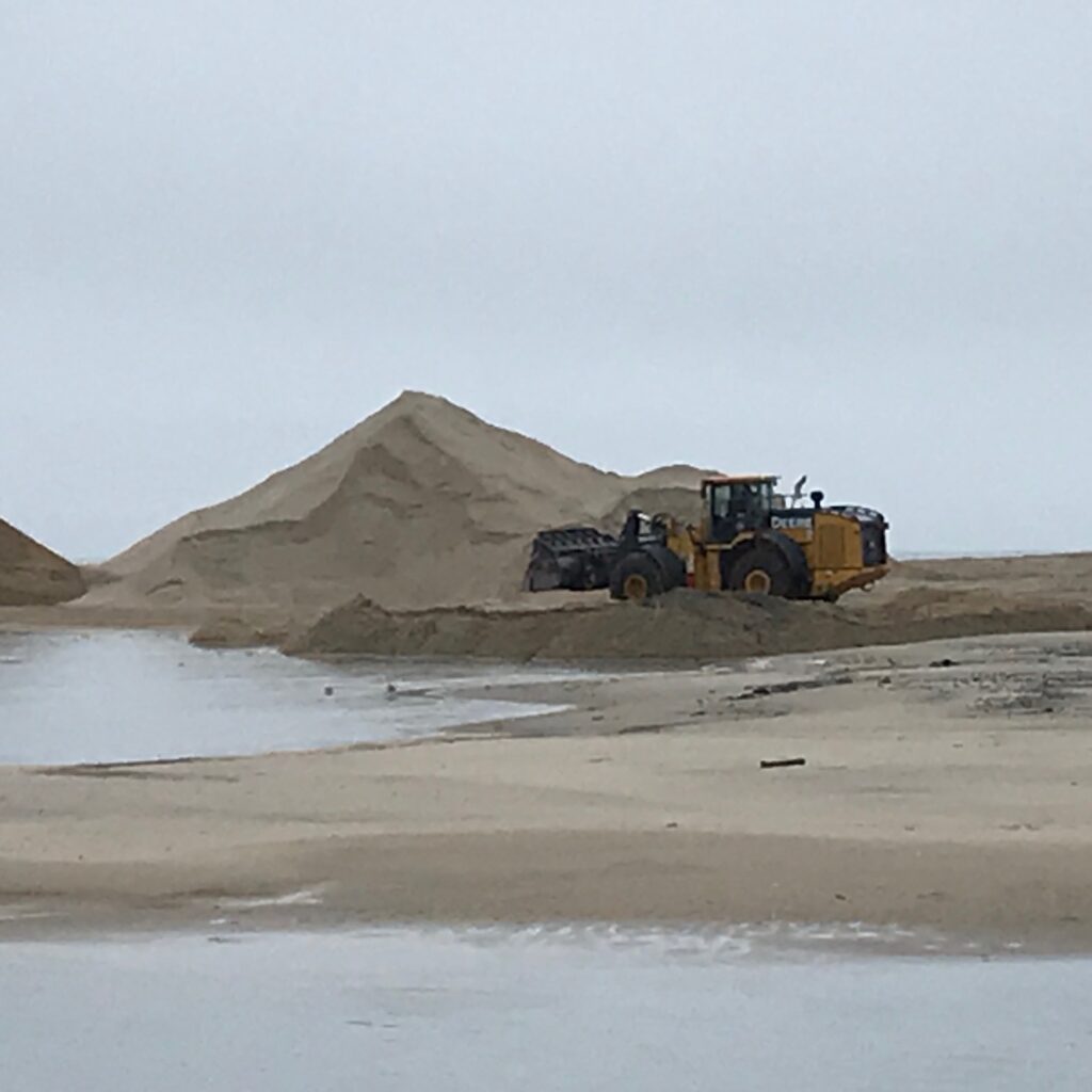 Piles of sand at Georgica Pond.